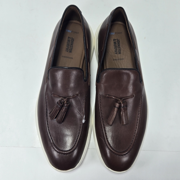 Johnston & Murphy Hennings Moc Toe Tassle Brown Leather Slip-On Loafers Size 11 - Picture 3 of 13